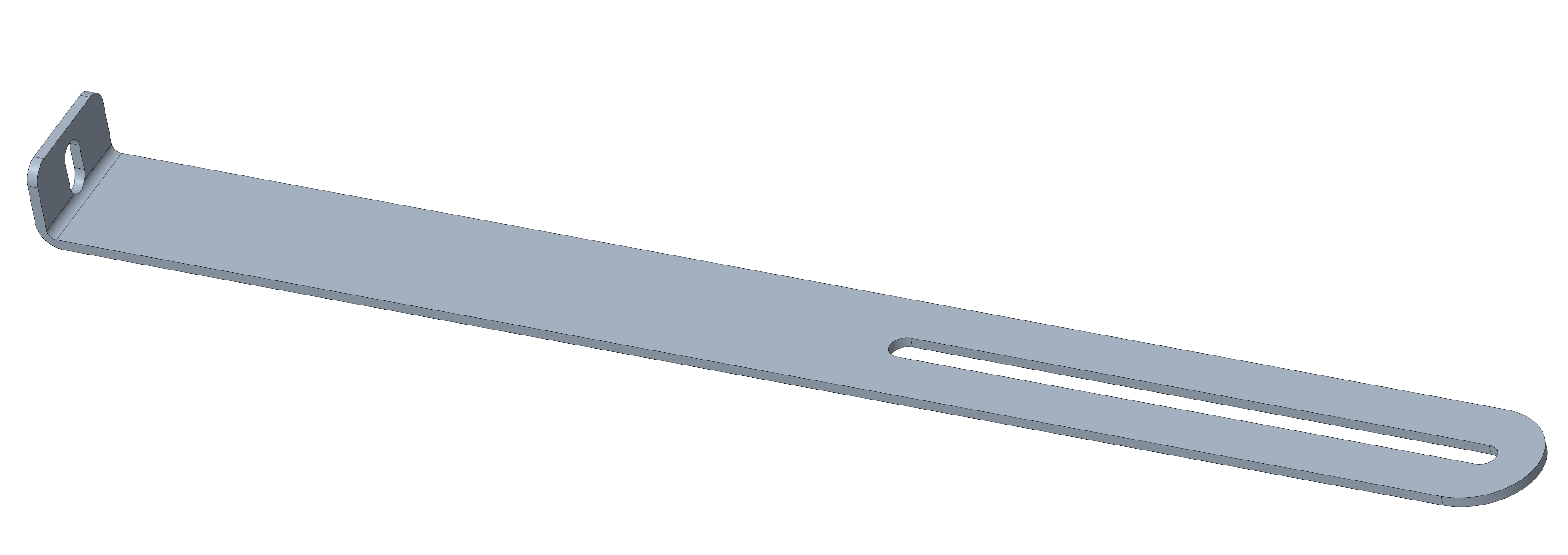 Isometric CAD model of an L-bracket, shaded with edges